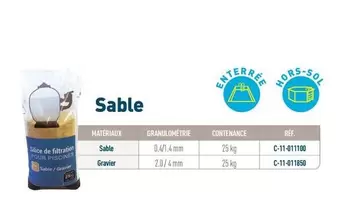 Sable offre sur Cash Piscines