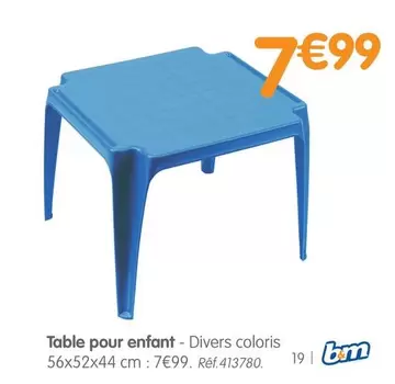 Table Pour Enfant offre à 7,99€ sur B&M
