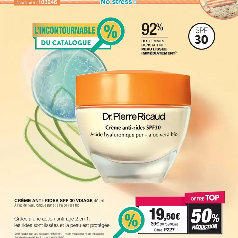 Dr.Pierre Ricaud - Crème Anti-Rides Spf 30 Visage offre à 19,5€ sur Stanhome