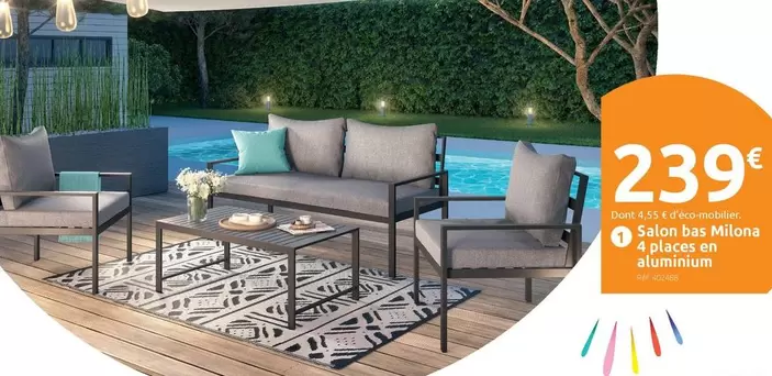 Salon Bas Milone 4 Places En Aluminium offre à 239€ sur Mr Bricolage