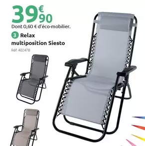 Relax Multiposition Siesto offre à 39,9€ sur Mr Bricolage