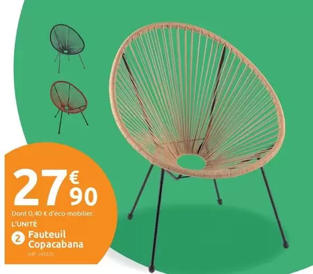 Fauteuil Copacbana offre à 27,9€ sur Mr Bricolage