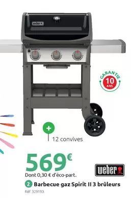 Weber - Barbecue Gaz Spirit II 3 Brûleurs offre à 569€ sur Mr Bricolage