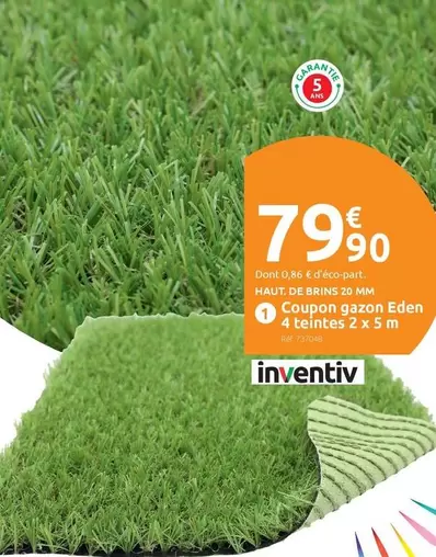 Inventiv - Coupon Gazon Eden 4 Teintes offre à 79,9€ sur Mr Bricolage