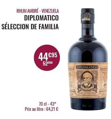 Diplomatico - Selección De Familia offre à 44,95€ sur Nicolas
