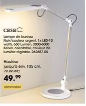 Casa - Lampe De Bureau Noir/couleur Argent offre à 49,99€ sur Möbel Martin