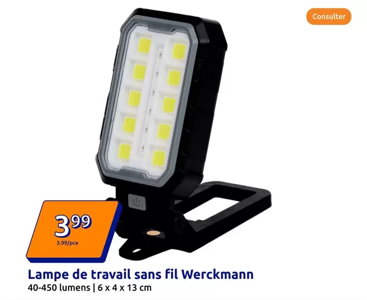 Werckmann - Lampe De Travail Sans Fil offre à 3,99€ sur Action