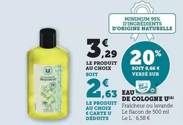 U - Eau De Cologne offre à 3,29€ sur Hyper U