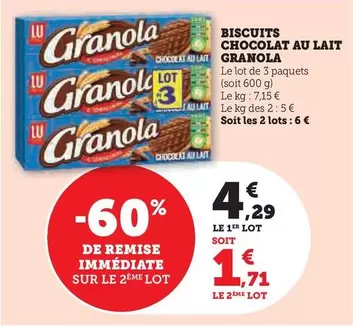 Lu - Biscuits Chocolat Au Lait Granola offre à 4,29€ sur Hyper U