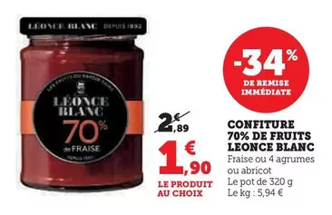 Léonce Blanc - Confiture 70% De Fruits offre à 1,9€ sur Hyper U