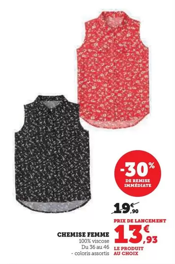Chemise Femme offre à 13,93€ sur Hyper U