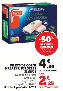 Findus - Filets De Colin D'Alaska Surgeles offre à 4,5€ sur Hyper U