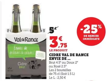 Val De Rance - Cidre Envie De... offre à 3,75€ sur Hyper U