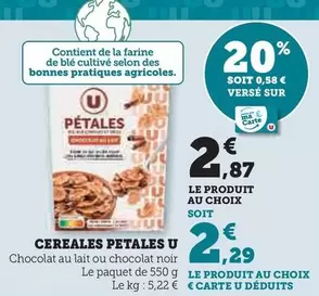 U - Cereales Petales offre à 2,87€ sur Super U