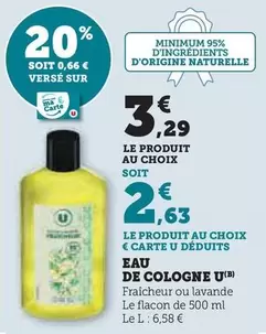 U - Eau De Cologne offre à 3,29€ sur Super U