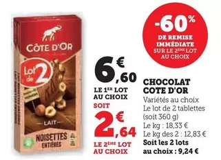 Côte D'Or - Chocolat offre à 6,6€ sur Hyper U