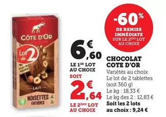 Côte d'or - Chocolat offre à 6,6€ sur Super U