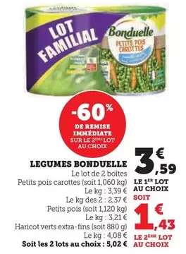 Bonduelle - Legumes offre à 3,59€ sur Hyper U