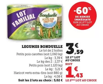 Bonduelle - Legumes offre à 3,59€ sur Super U
