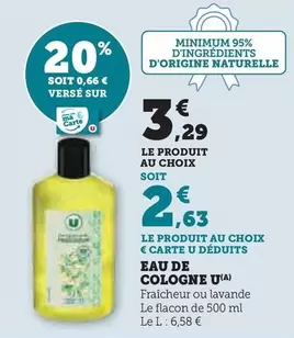 U - Eau De Cologne offre à 3,29€ sur Super U