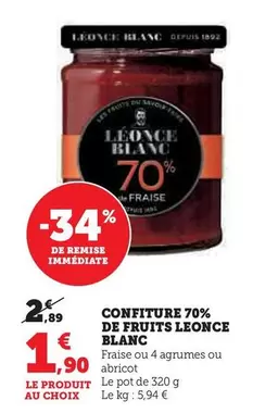Léonce Blanc - Confiture 70% De Fruits offre à 1,9€ sur Super U