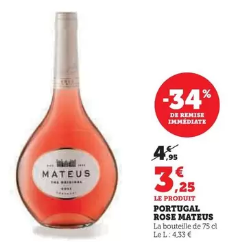 Mateus - Portugal Rose Mateus offre à 3,25€ sur U Express