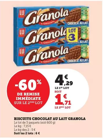 Lu - Biscuits Chocolat Au Lait offre à 4,29€ sur Super U