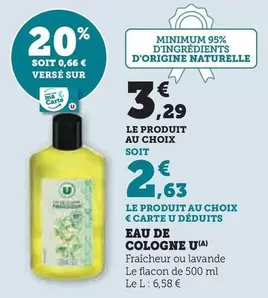 U - Eau De Cologne offre à 3,29€ sur Super U