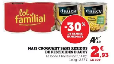 D'Aucy - Mais Croquant Sans Residus De Pesticides  offre à 2,93€ sur Super U