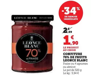 Léonce Blanc - Confiture 70% De Fruits offre à 1,9€ sur Super U