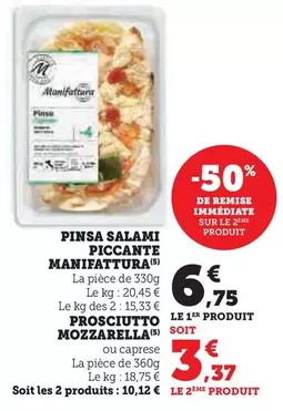 Manifattura - Pinsa Salami Piccante offre à 6,75€ sur Super U