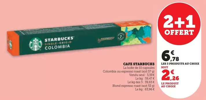 Starbucks - Cafe offre à 3,39€ sur Super U