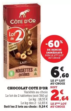 Côte D'Or - Chocolat offre à 6,6€ sur Super U