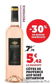 Estandon - Côtes De Provence AOP Rosé offre à 5,42€ sur Super U