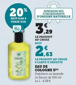U - Eau De Cologne offre à 3,29€ sur Super U