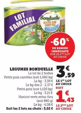 Bonduelle - Legumes offre à 3,59€ sur Super U