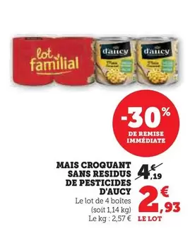 D'aucy - Mais Croquant Sans Residus De Pesticides offre à 2,93€ sur U Express