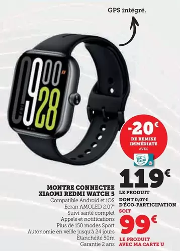 Xiaomi - Montre Connecte Redmi Watch 5 offre à 99€ sur Hyper U