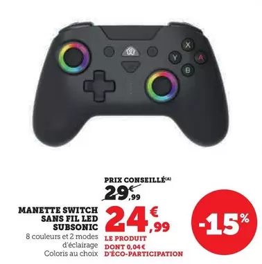 Switch - Manette  Sans Fil Led Subsonic offre à 24,99€ sur Hyper U