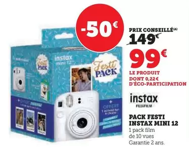 Instax - Pack Festi  Mini 12 offre à 99€ sur Super U