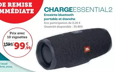 ChargeessentiaL2 Enceinte Bluetooth Portable Et Etanche offre à 99,99€ sur Super U