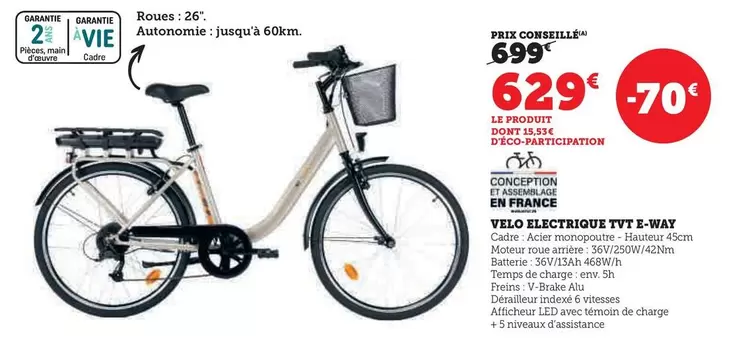 Velo Electrique Tvf E-wav offre à 629€ sur Hyper U