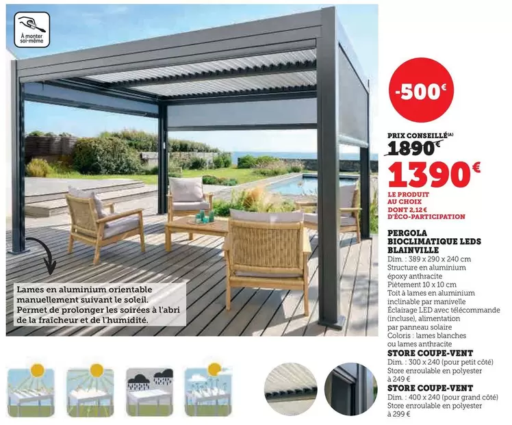 Dim - Pergola Blanwille offre à 1390€ sur Hyper U