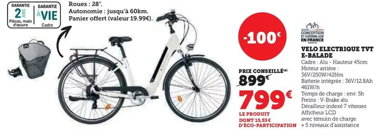 TVT - Velo Electrique Tvt offre à 799€ sur Super U