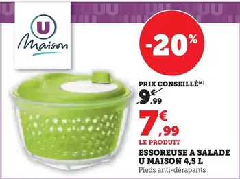 U - Essoreuse A Salade offre à 7,99€ sur Super U
