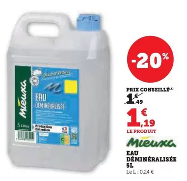 Eau Déminéralisée 5l offre à 1,19€ sur Super U