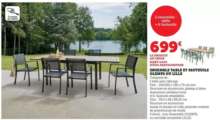 Ensemble Table Et Fauteuils Ou Leffe offre à 699€ sur Super U