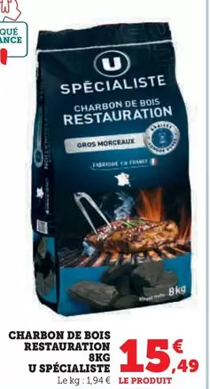 U - Charbon De Bois Restaurant 8kg Spécialiste offre à 15,49€ sur Hyper U