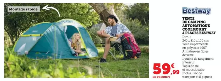 Bestway - TENT DE CAWILLING DE CAMBRIGNE AOP MOUTH 4 PACKS offre à 59,99€ sur Hyper U