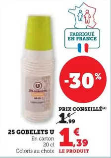25 Gobelets offre à 1,39€ sur Hyper U